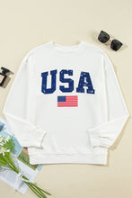 Load image into Gallery viewer, White USA Flag Corded Graphic Sweatshirt
