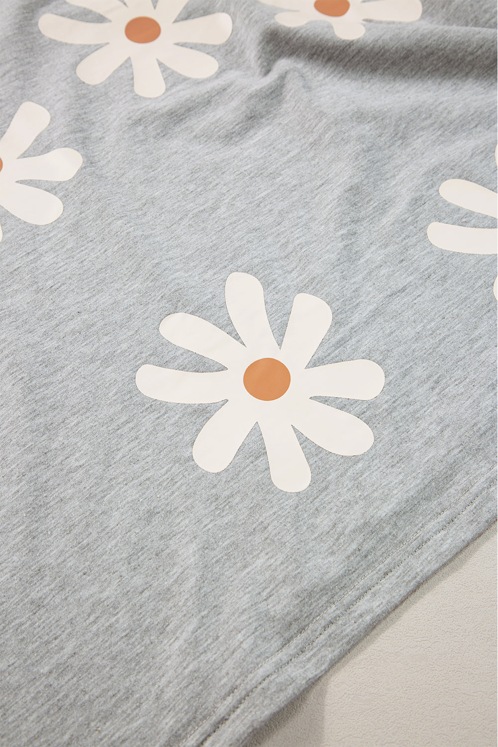 White Daisy Flower Printed Casual T Shirt