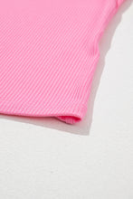 Load image into Gallery viewer, Strawberry Pink Ruffled Pleated Mesh Sleeve Ribbed Knit Slim Fit T Shirt
