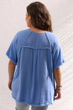 Load image into Gallery viewer, Ashleigh Blue Plus Size Solid Color Short Sleeve Frayed Edge Top
