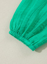 Load image into Gallery viewer, Sea Green Frilly V Neck Puff Sleeve Drawstring Shift Mini Dress
