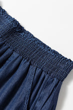 Load image into Gallery viewer, Sail Blue Side Pockets Frilled Smocked High Waist Wide Leg Jeans
