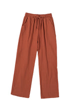 Load image into Gallery viewer, Blue Drawstring Elastic Waist Pockets Long Straight Legs Pants
