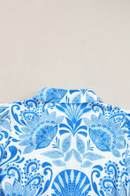 Load image into Gallery viewer, Sky Blue Retro Floral Print Drawstring Waist Ruffled Mini Dress
