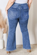 Load image into Gallery viewer, Blue Plus Size Exposed Seam High Waist Flare Jeans
