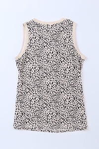 Leopard Print Round Neck Tank Top