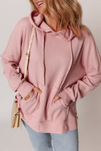 Load image into Gallery viewer, Light Pink Waffle Knit Fleece Lined High Low Oversized Hoodie
