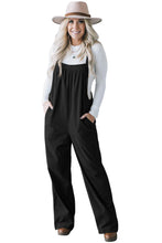 Load image into Gallery viewer, Black Solid Pocketed Loose Fit Corduroy Overall
