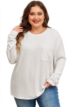 Load image into Gallery viewer, Peach Blossom Plus Size Ribbed Textured Long Sleeve T Shirt
