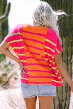 Load image into Gallery viewer, Strawberry Pink Bright Striped Short Sleeve Knit Top
