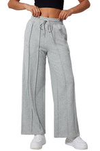 Load image into Gallery viewer, Gray Seamed Drawstring High Waist Wide Leg Sweatpants
