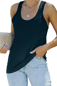 Gray Scoop Neck Basic Solid Tank Top