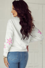 Load image into Gallery viewer, White Flower Pattern Ribbed Edge Elegant Sweater
