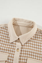 Load image into Gallery viewer, Parchment Houndstooth Corduroy Patchwork Flap Pocket Shacket
