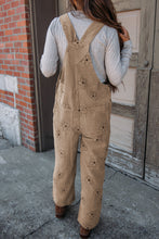 Load image into Gallery viewer, Khaki Flower Print Corduroy Overalls
