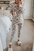 Load image into Gallery viewer, White Holly Print Thermal Pullover Pants Lounge Set
