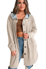 Load image into Gallery viewer, Beige Oversized Corduroy Contrast Hooded Shacket
