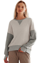 Load image into Gallery viewer, Light Grey Color Block Thumbhole Sleeve Drop Shoulder Sweatshirt
