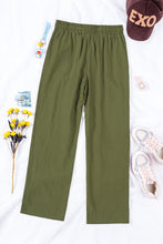 Load image into Gallery viewer, Blue Drawstring Elastic Waist Pockets Long Straight Legs Pants
