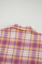 Load image into Gallery viewer, Pink Plaid Print Chest Pocket Long Sleeve Shacket
