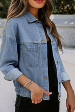 Load image into Gallery viewer, Wild Wind Washed Oversize Pocketed Denim Jacket
