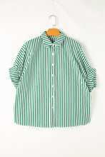 Load image into Gallery viewer, Green Stripe Dolman Sleeve Oversize Shirt
