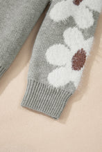 Load image into Gallery viewer, Light Grey Flower Sleeve Drop Shoulder Sweater
