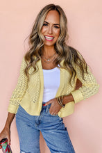 Load image into Gallery viewer, Yellow Cream Pointelle Knit Open Front Short Cardigan
