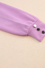 Load image into Gallery viewer, Purple Knitted V Neck Buttoned Cuffs Blouse
