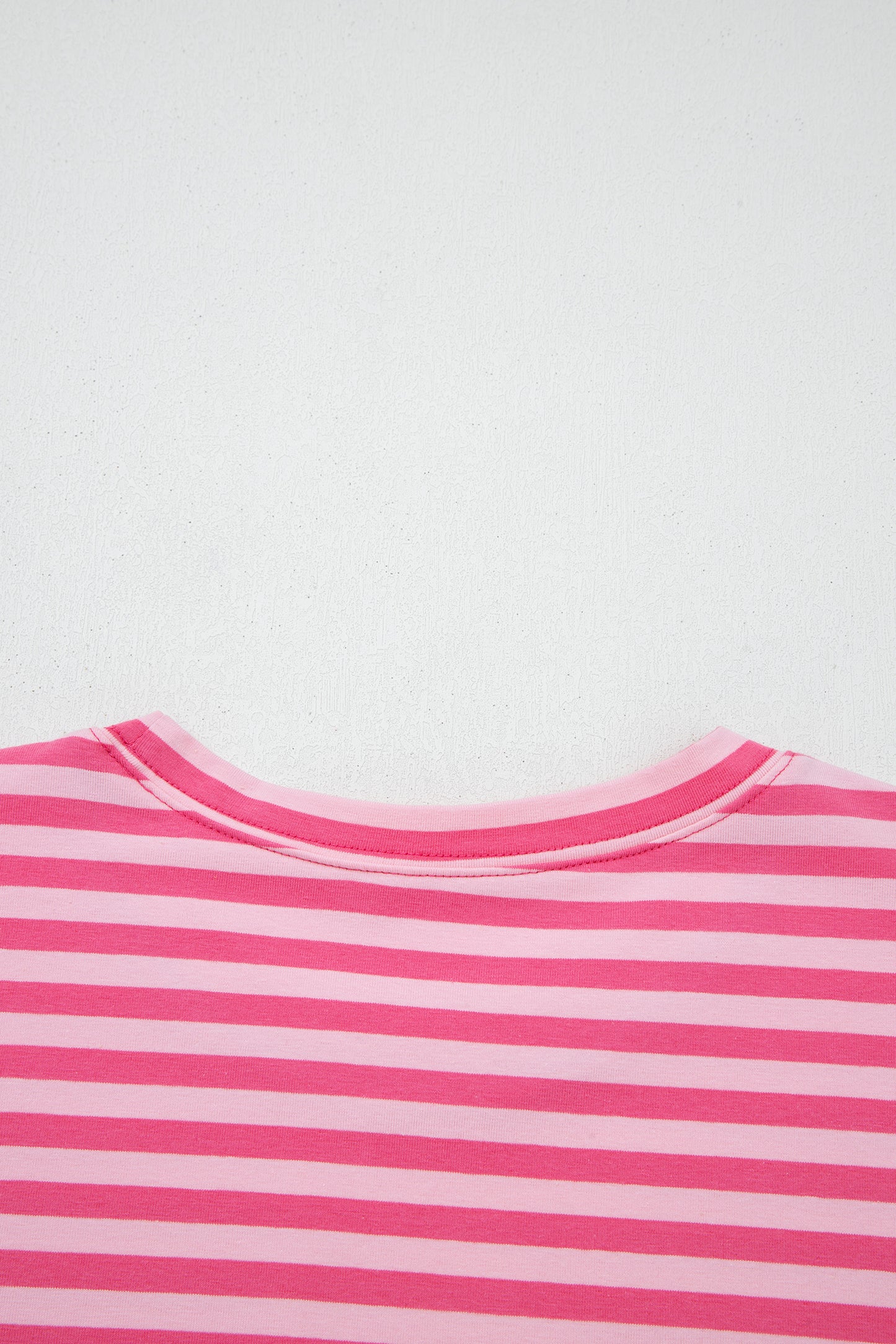 Pink Stripe Drop Shoulder Round Neck Top and Buttoned Straight Pants Two Piece Set