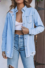 Load image into Gallery viewer, Fade Blue Ripped Denim Jacket
