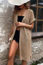 Load image into Gallery viewer, Camel Batwing Sleeve Pointelle Knit Open Front Cardigan
