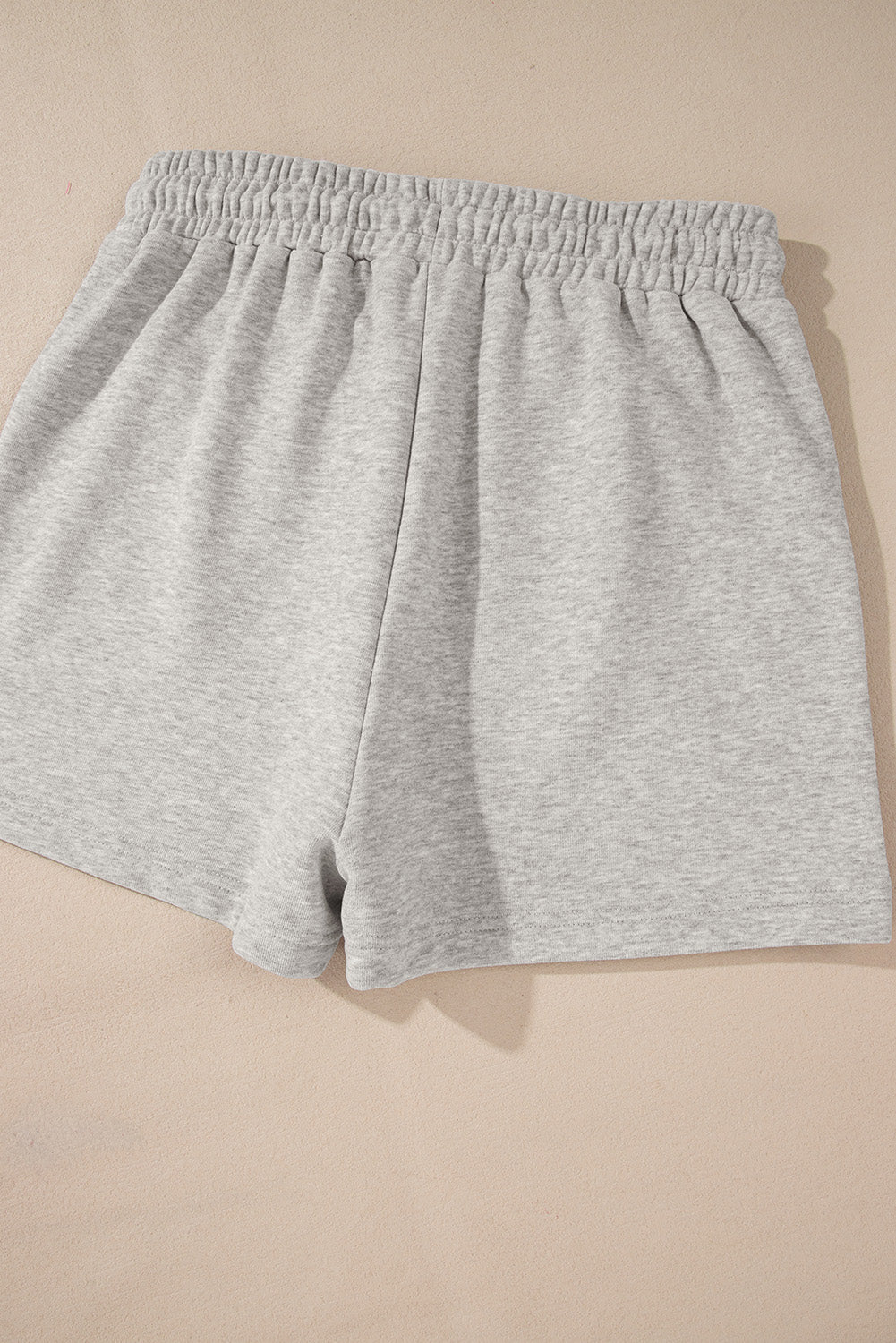 Light Grey Solid Pullover Sweatshirt and Shorts 2 Piece Set