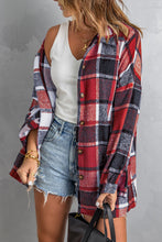 Load image into Gallery viewer, Red Plaid Print Buttoned Shirt Jacket
