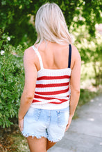 Load image into Gallery viewer, Red Stars and Stripes Flag Pattern Knitted Tank
