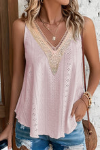 Load image into Gallery viewer, White Lace Crochet Splicing V Neck Loose Fit Tank Top
