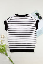 Load image into Gallery viewer, Black Stripe Loose Knit Short Sleeve Sweater
