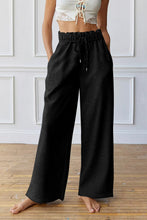 Load image into Gallery viewer, Black Elastic High Waist Drawstring Sweatpants
