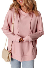 Load image into Gallery viewer, Light Pink Waffle Knit Fleece Lined High Low Oversized Hoodie
