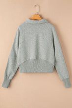 Load image into Gallery viewer, Sea Green Fleece Lined Zip Up Stand Collar Thumbhole Sleeve Sweatshirt
