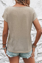 Load image into Gallery viewer, Smoke Gray Button Detail Batwing Sleeve Casual Tee
