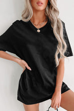 Load image into Gallery viewer, Black Solid Color Round Neck Basic Tunic T Shirt
