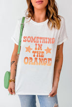 Load image into Gallery viewer, White SOMETHING IN THE ORANGE Graphic Crew Neck T Shirt
