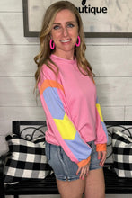 Load image into Gallery viewer, Pink Candy Colorblock French Terry Top
