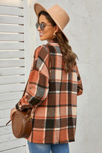 Load image into Gallery viewer, Red Plaid Print Buttoned Shirt Jacket
