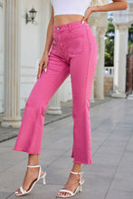 Load image into Gallery viewer, Pink Ankle-length Flare Leg Raw Hem Jeans
