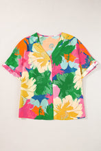 Load image into Gallery viewer, Multicolour Floral Print Folded Short Sleeve Shirt
