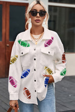 Load image into Gallery viewer, Beige Sequin Rugby Textured Knit Collared Shirt Jacket
