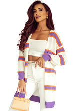 Load image into Gallery viewer, Multicolor Striped Long Sleeve Ribbed Trim Button Cardigan
