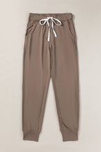 Load image into Gallery viewer, Dark Brown Drawstring Waist Pocketed Joggers
